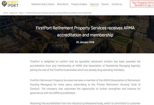 FirstPort Retirement is allowed into ARMA - Leasehold Knowledge Partnership